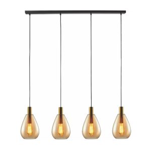 Hanglamp Dorato 4-lichts Balk – Goud/Amber Glas